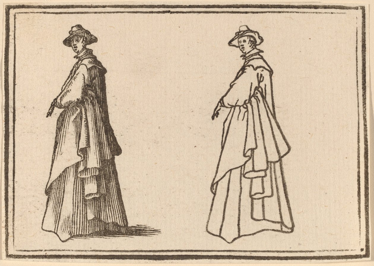 Stående kvinde i en stor frakke af Edouard Eckman after Jacques Callot