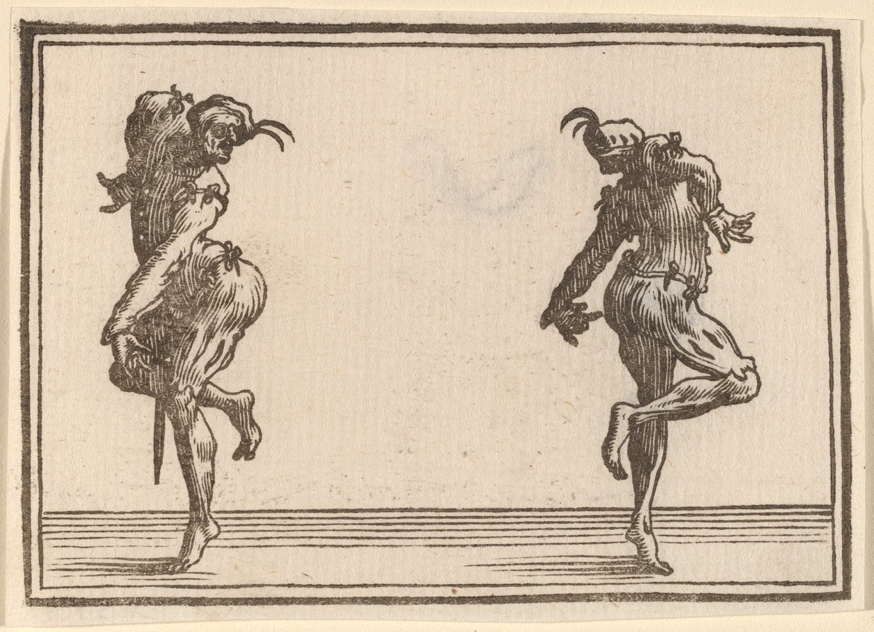 To Pantaloons danser af Edouard Eckman after Jacques Callot