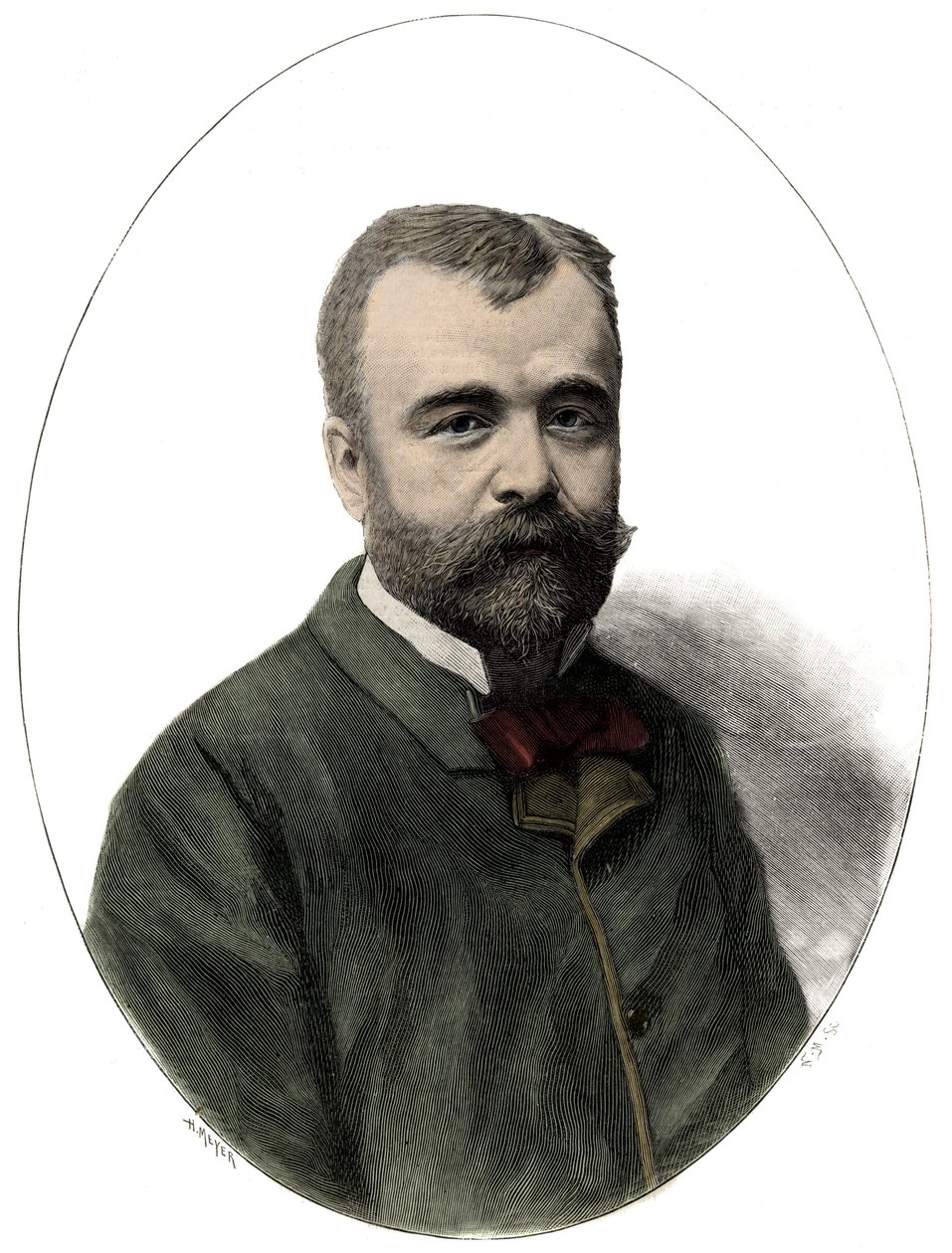 Portræt af Ernest Lavisse (1842-1922), fransk historiker og akademiker - Indgravering af Navellier i "Le journal illustrious"" fra 1892 af Edouard Felicien Eugene Navellier