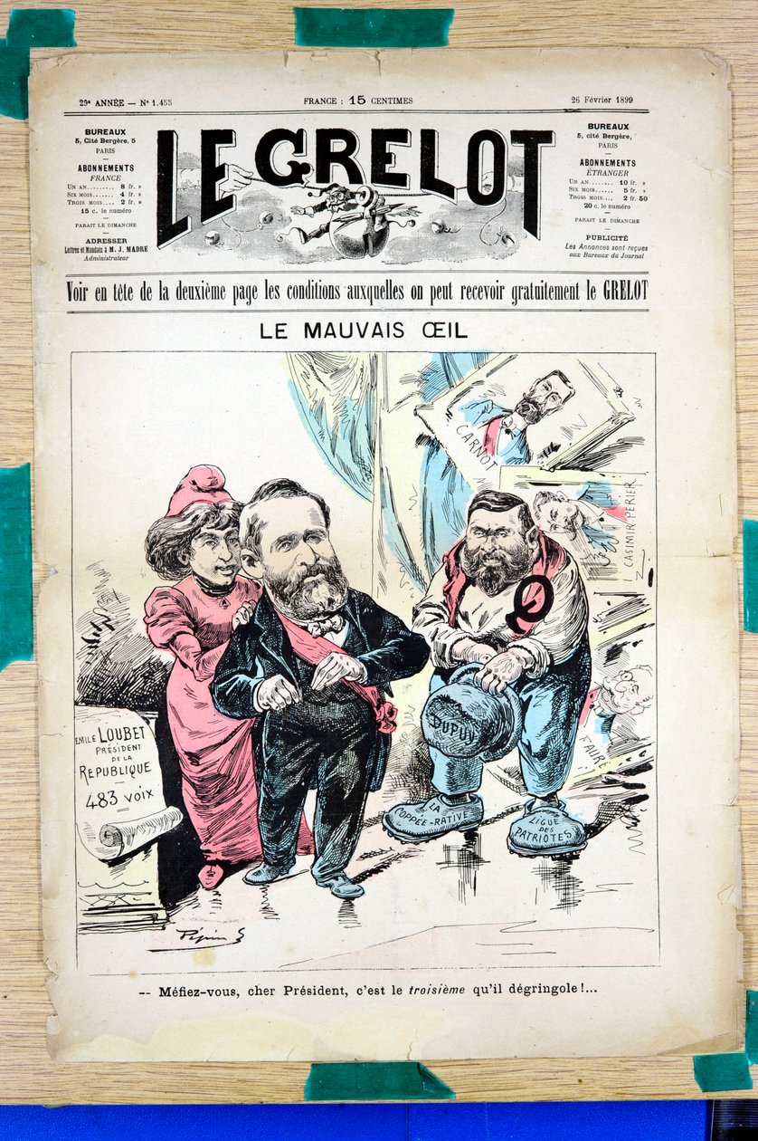 Cover af "" Le Grelot "", satirisk i farver af Edouard Guillaumin Pepin