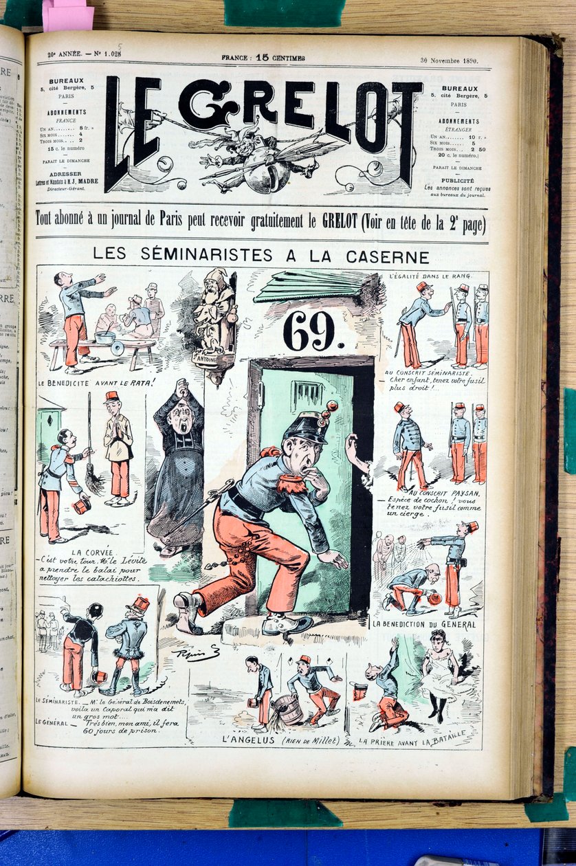 Omslag til "" Le Grelot"", nummer 1025, Satirisk i farver af Edouard Guillaumin Pepin