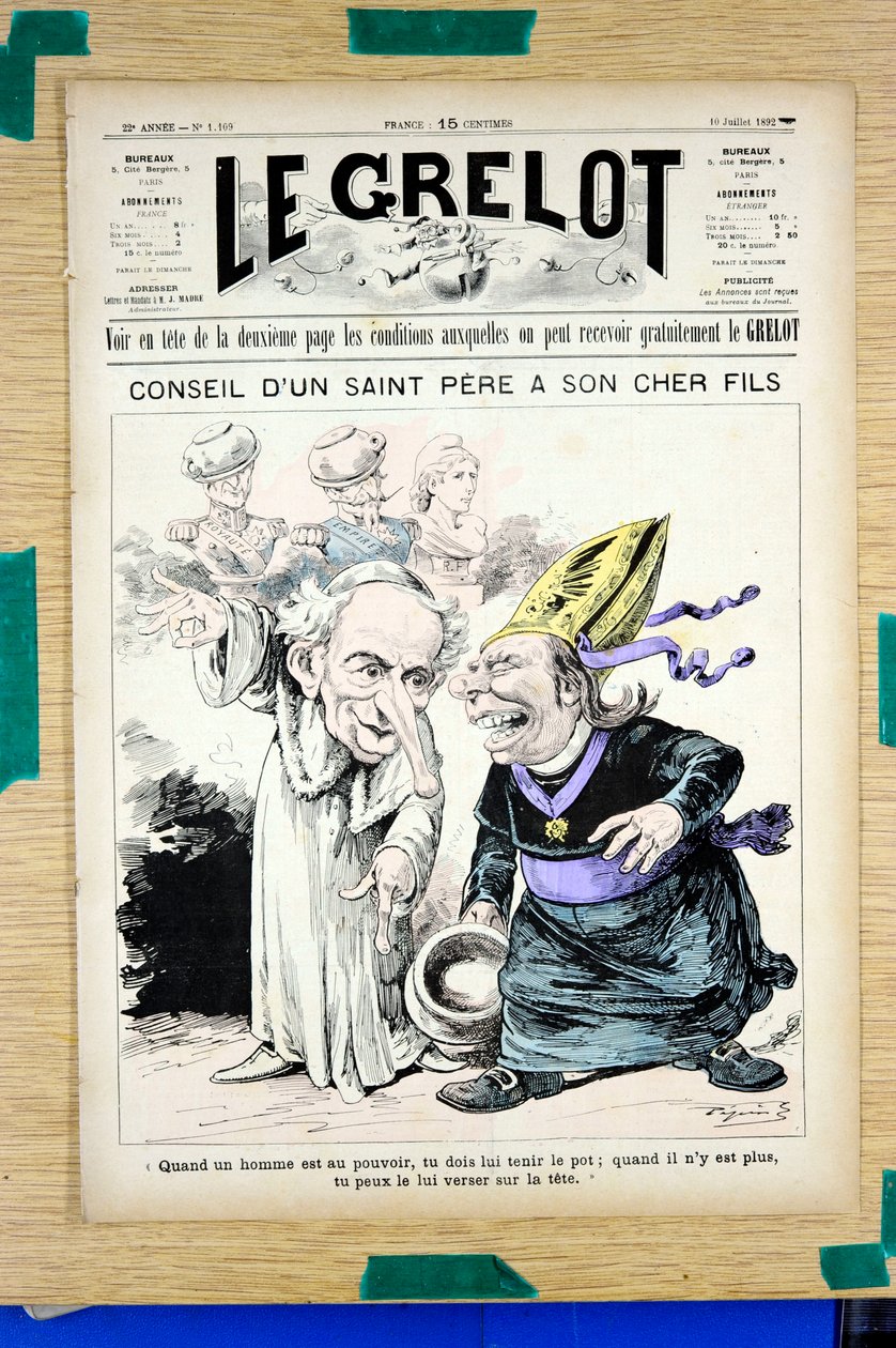 Omslag til "" Le Grelot"", nummer 1109, Satirisk i farver af Edouard Guillaumin Pepin