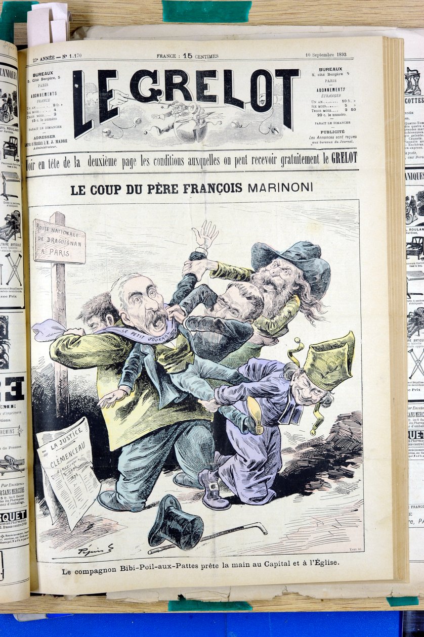 Omslag til "" Le Grelot"", nummer 1170, Satirisk i farver af Edouard Guillaumin Pepin