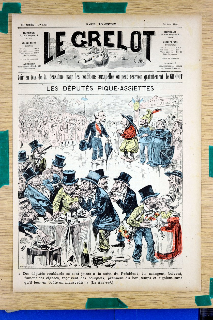 Omslag til "" Le Grelot"", nummer 1323, Satirisk i farver af Edouard Guillaumin Pepin