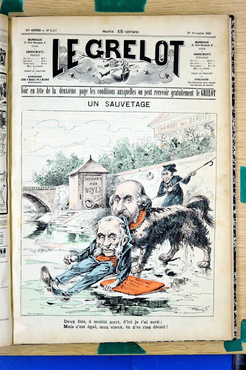 Omslag til "" Le Grelot"", nummer 1337, Satirisk i farver af Edouard Guillaumin Pepin