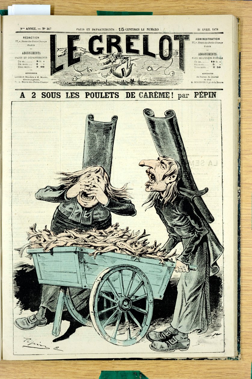Omslag til "" Le Grelot"", nummer 367, Satirisk i farver af Edouard Guillaumin Pepin