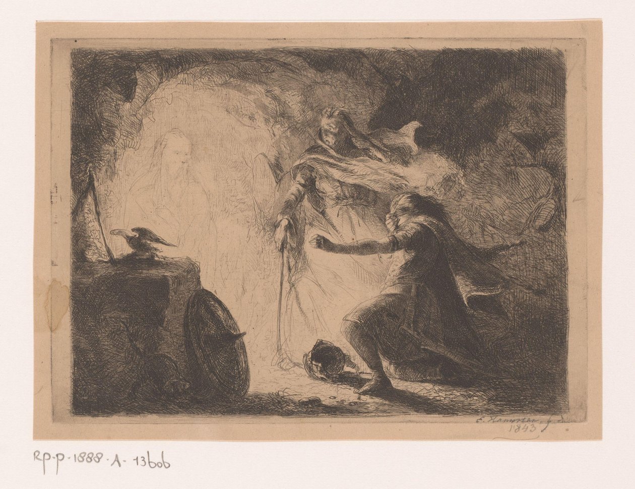 Saul med heksen fra Endor af Edouard Hamman (signed by artist)
