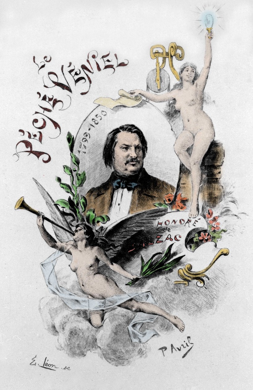 Frontispice af "The venial synd" af Honore de Balzac. Illustration af Paul Avril (1843-1928) fra 1901. af Edouard Henri Avril