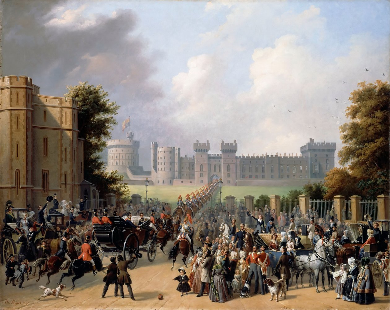 Ankomst af kong Louis-Philippe til Windsor Castle af Édouard Henri Théophile Pingret