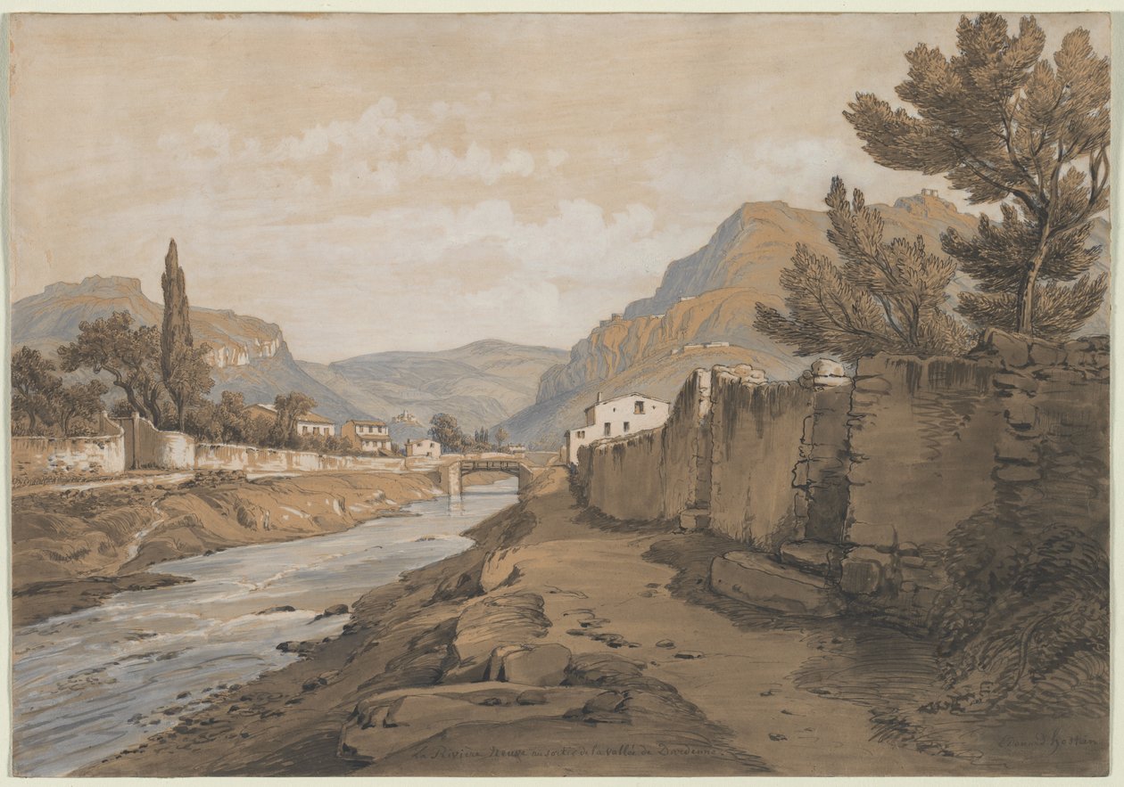 Neuve-floden i slutningen af Dardenne-dalen, 1800-tallet. af Edouard Jean Marie Hostein