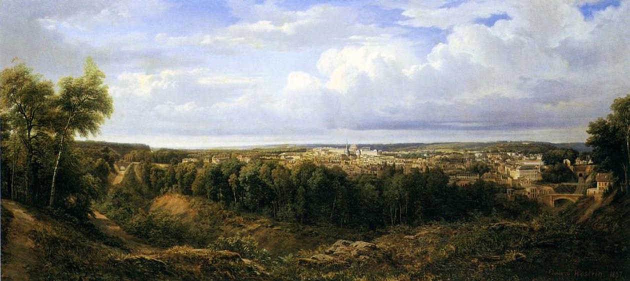 Udsigt over byen Leon, Spanien, 1857 af Edouard Jean Marie Hostein