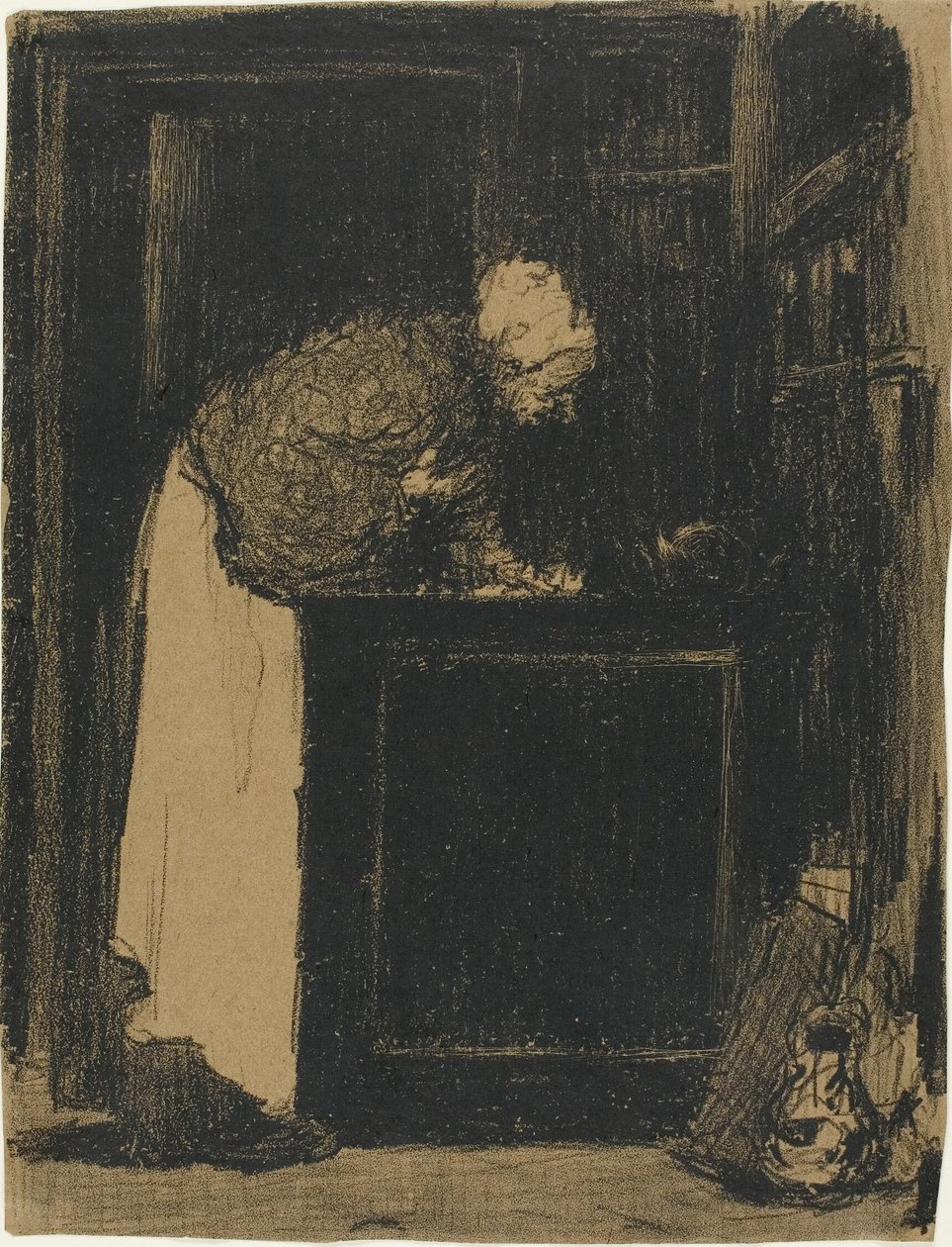 Gammel kvinde ved et komfur af Édouard Jean Vuillard