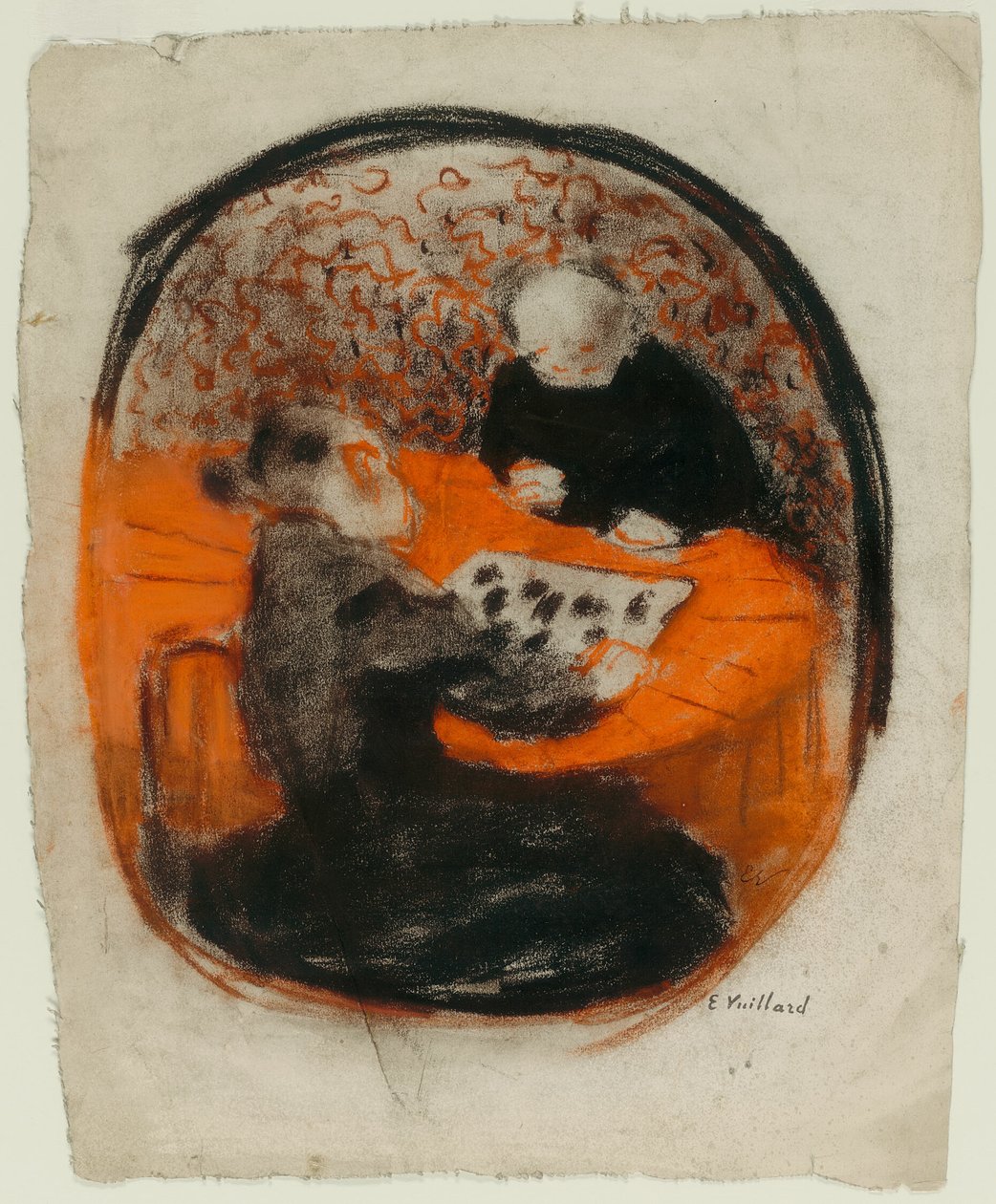 Kunstnerens mor spiller dam af Édouard Jean Vuillard