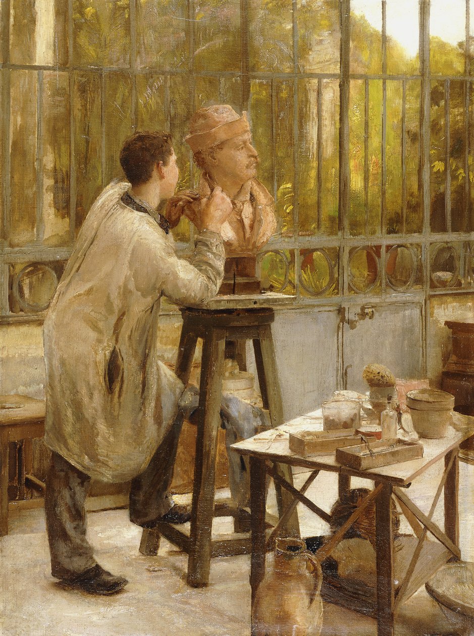 En billedhugger i sit atelier, af Edouard Joseph Dantan