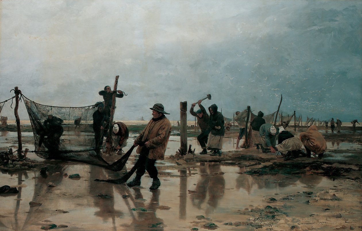 Fastening the Nets, 1885 af Edouard Joseph Dantan