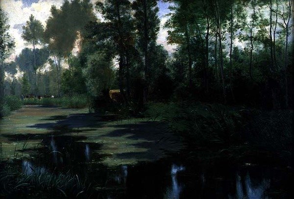 Landskab med en dam af Edouard Louis Boudier