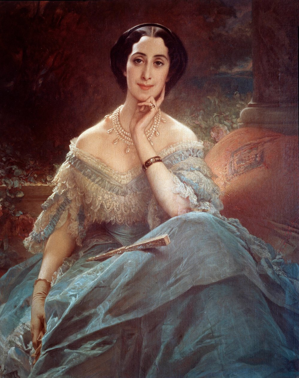 Portræt af grevinde Hallez Claparede, æresdame af impress Eugenie (1826-1920) Maleri af Edouard Louis Dubufe (1820-1883) af Edouard Louis Dubufe