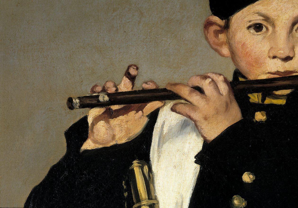 A flute player. Detail. Painting by Edouard Manetdani af Édouard Manet