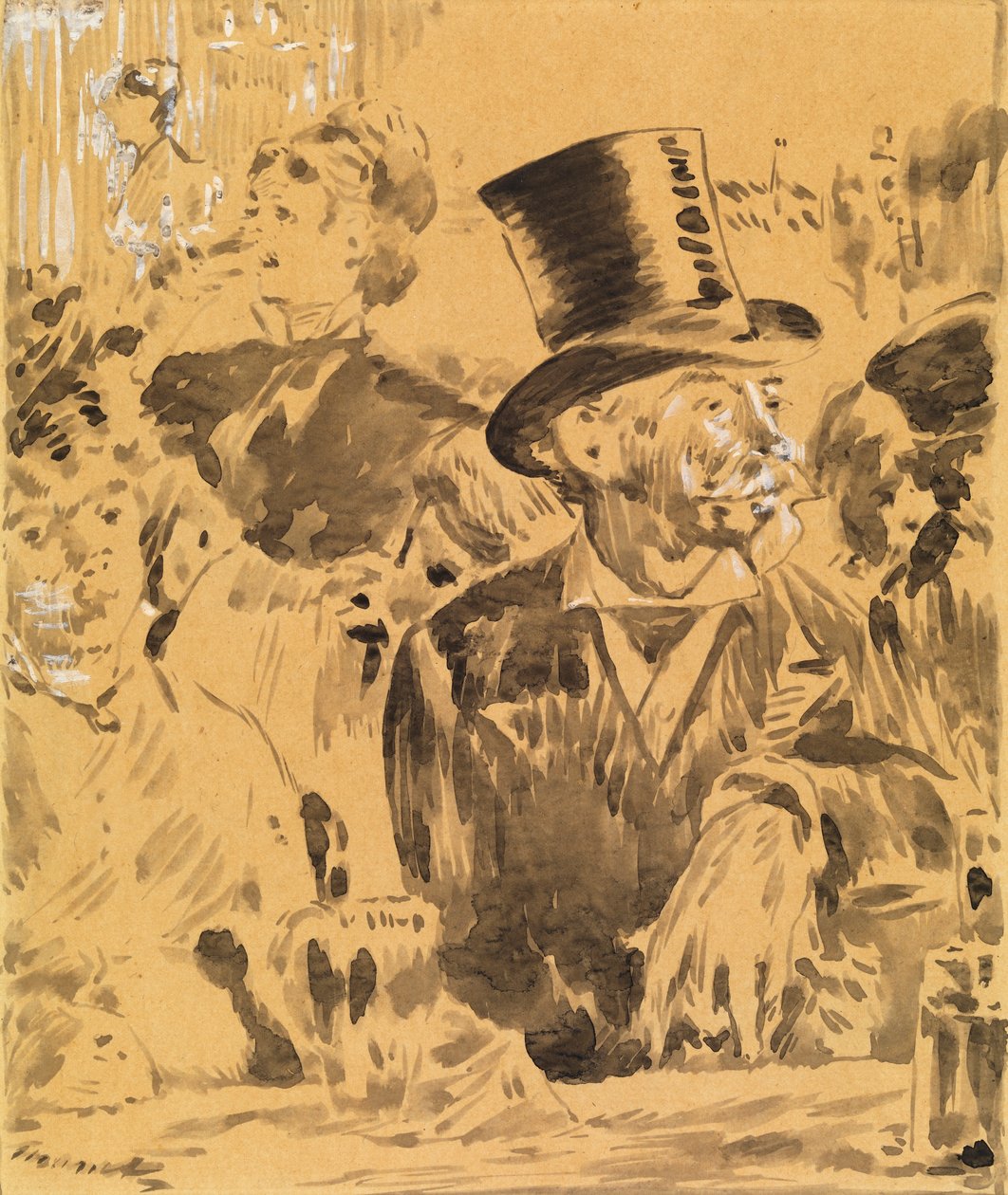 Cafessa, n. 1880 (pesu ja kiinalainen valkoinen paperilla) af Édouard Manet