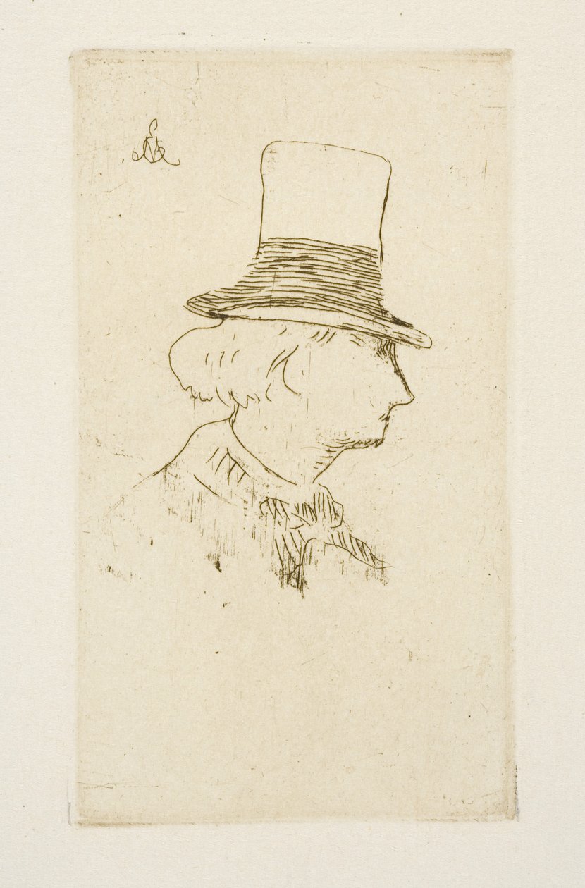 Baudelaire i profil iført hat, 1862 af Édouard Manet