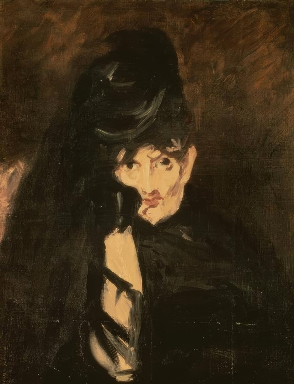 Berthe Morisot i sørgehat med langt slør af Édouard Manet