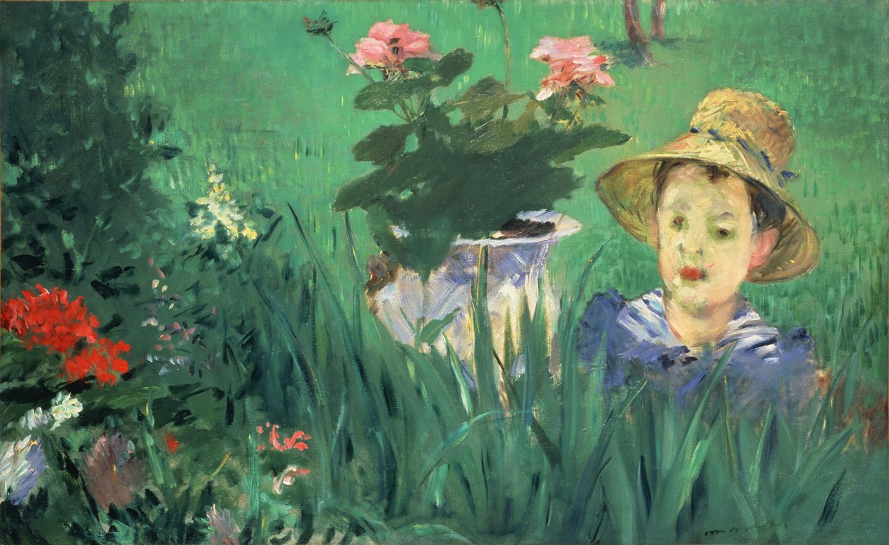 Dreng i blomster Jacques Hoschedé, 1876 af Édouard Manet