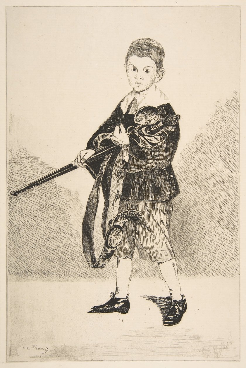 Dreng med et sværd, drejet til venstre, 1862. af Édouard Manet