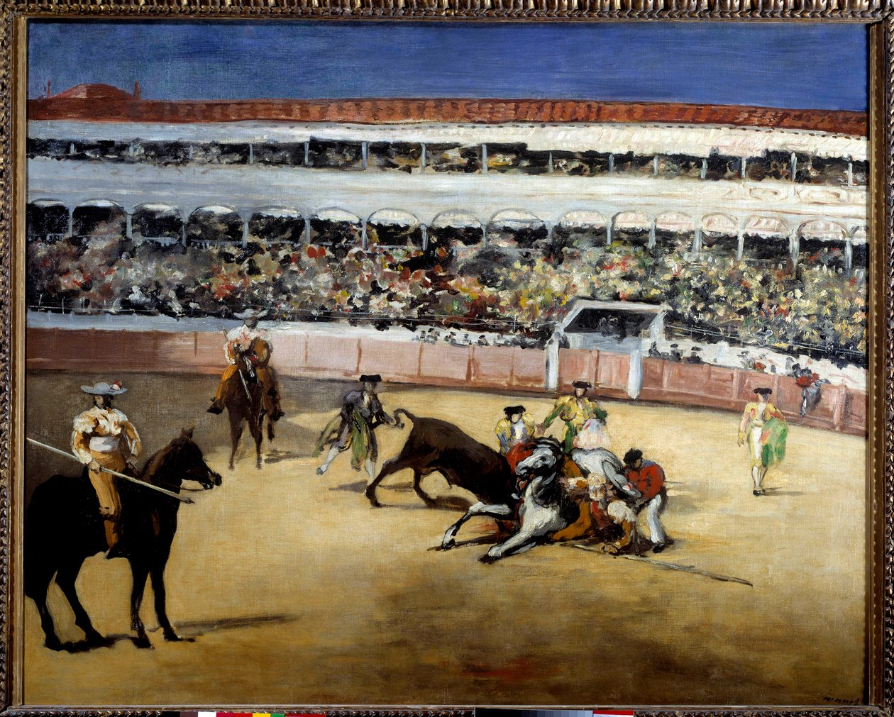 Tyre kæmper. Repræsentation af en tyrefægtning. Maleri af Edouard Manet (1832-1883) af Édouard Manet