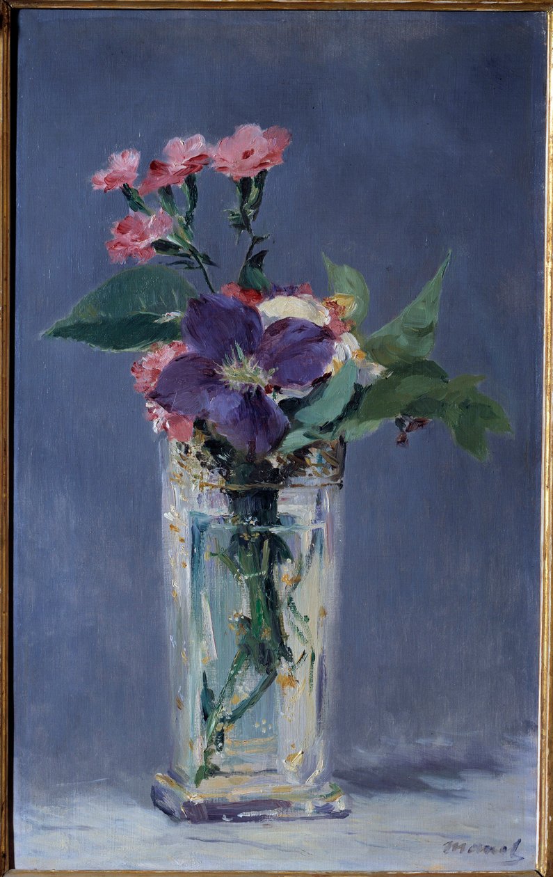Nelliker og klematitter i en krystalvase Maleri af Edouard Manet (1832-1883) 1882 Dim. 0,56x0,35 m Paris, musee d