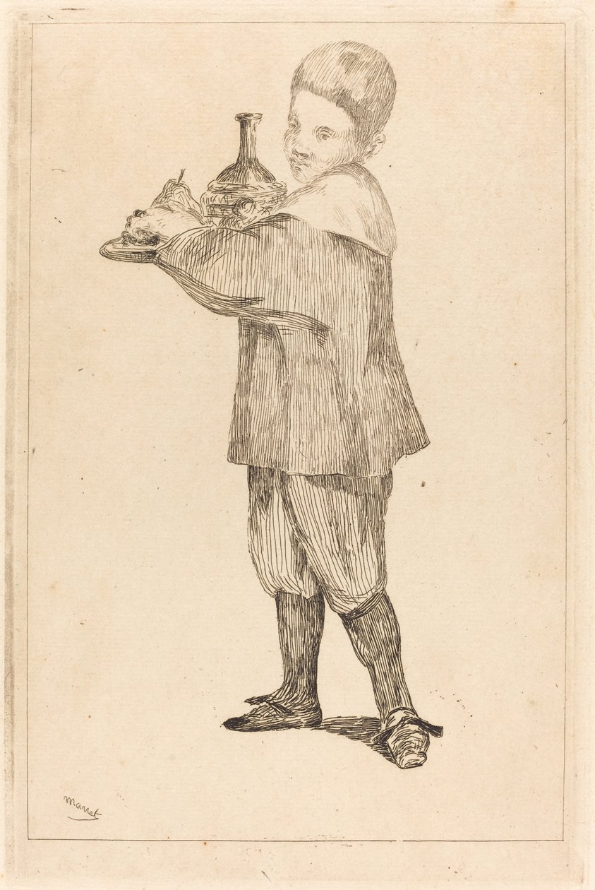 Barn holder en bakke af Édouard Manet