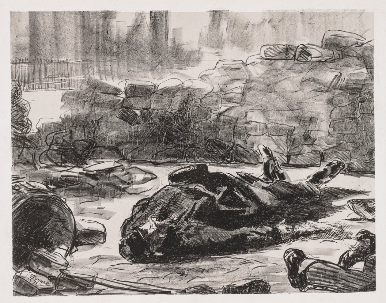 Borgerkrigsscene i Paris kommune, 1871. af Édouard Manet