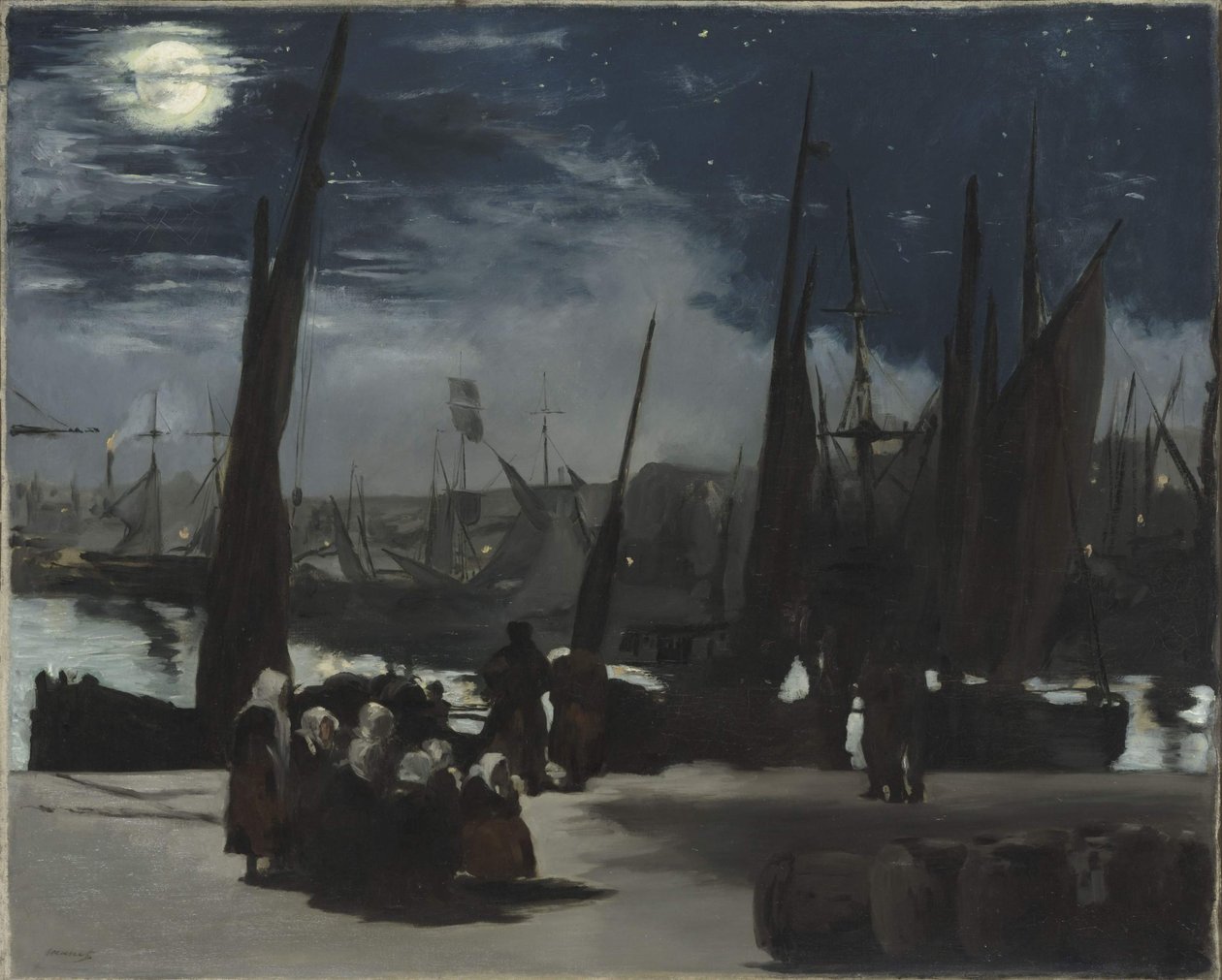 Måneskin ved havnen i Boulogne Måneskin ved havnen i Boulogne, 1869. af Édouard Manet