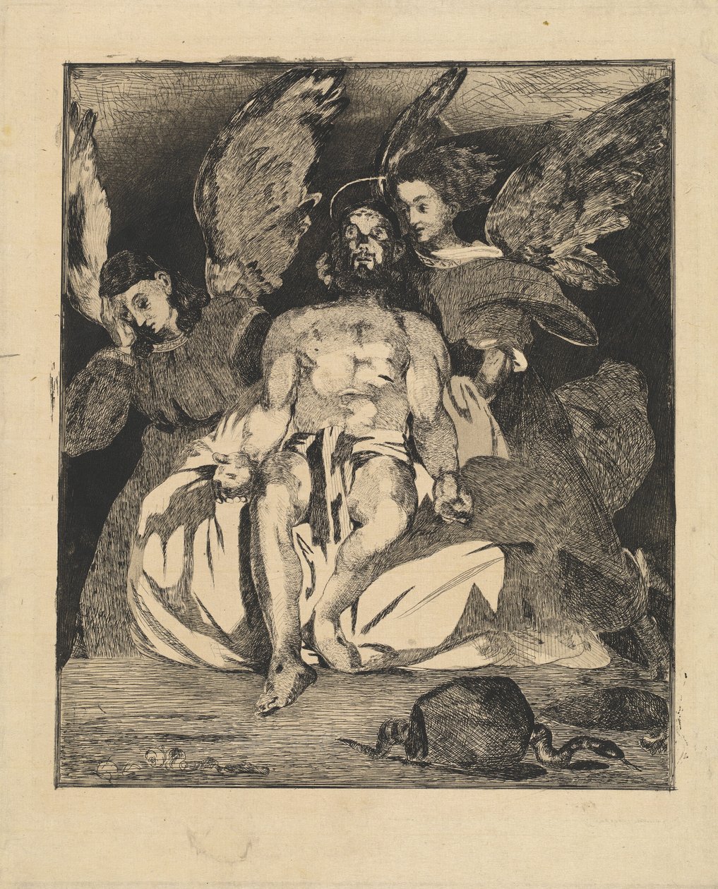 Død Kristus med engle (Christ aux anges) af Édouard Manet