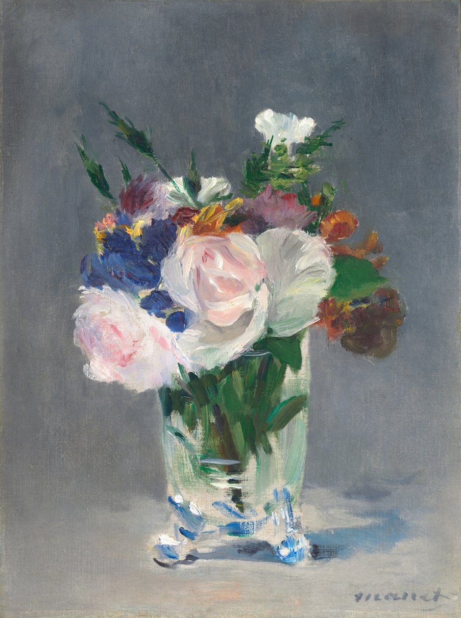 Blomster i en krystalvase, ca. 1882. af Édouard Manet