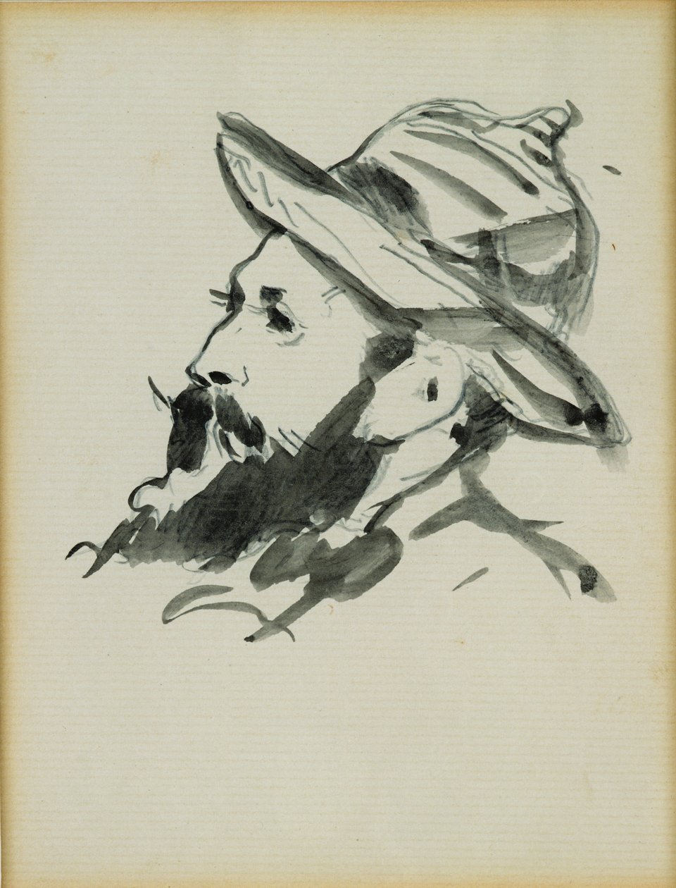 Head of a Man (Claude Monet) 1874 (pen og blækvask på papir) af Édouard Manet