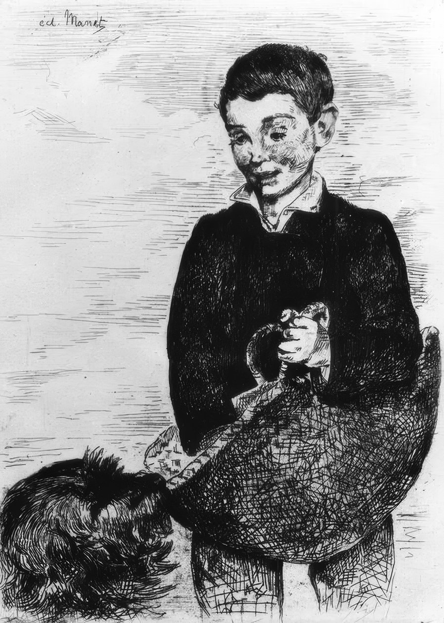 Dreng med hund af Édouard Manet