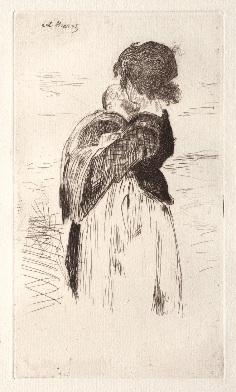 Den lille pige holder en baby af Édouard Manet