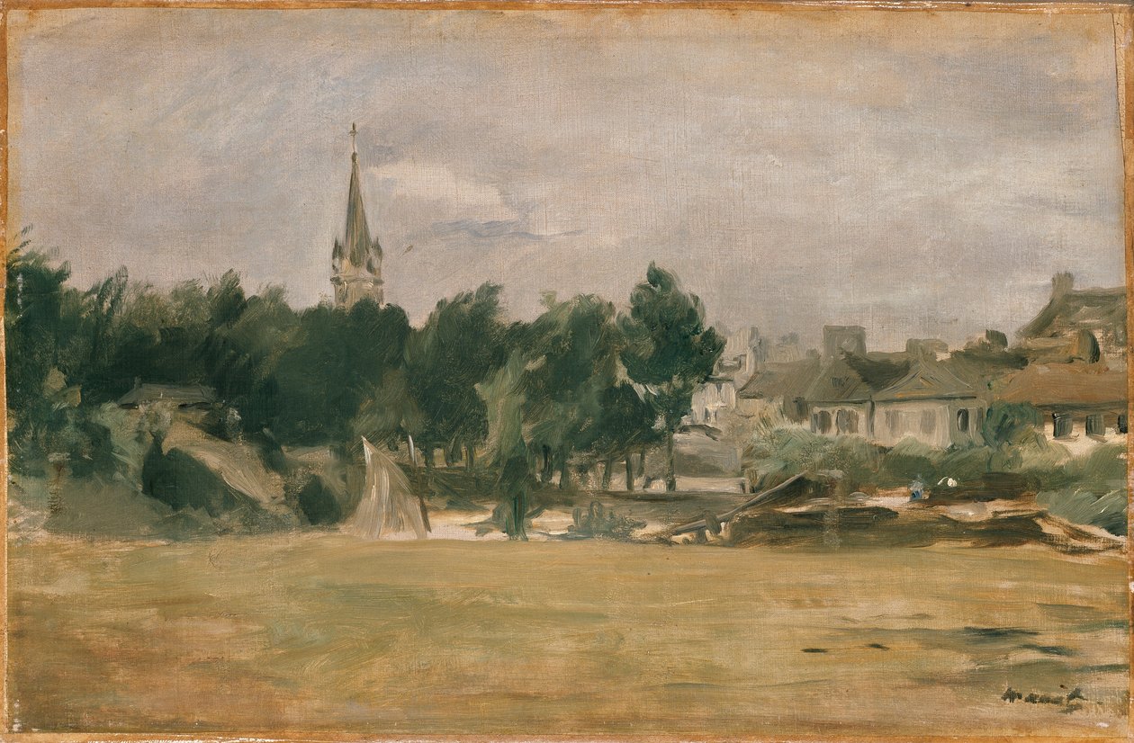 Landskab med en landsbykirke, begyndelsen af 1870