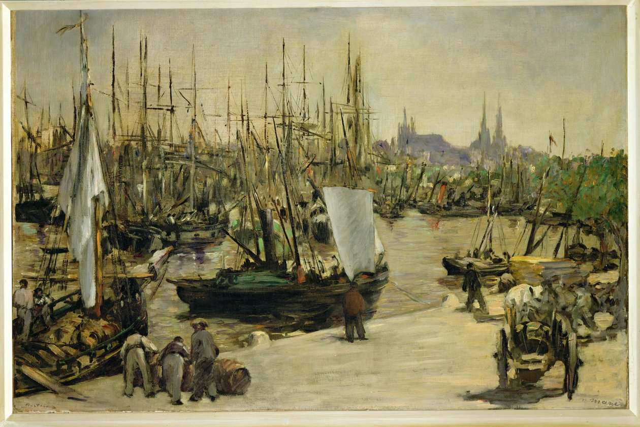 Havnen i Bordeaux, Frankrig (olie på lærred) af Edouard Manet