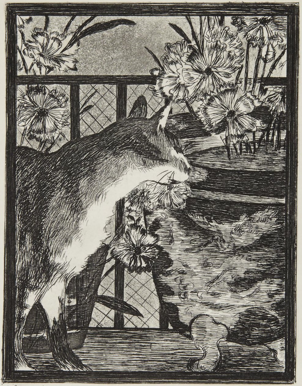 Katten og blomsterne af Édouard Manet