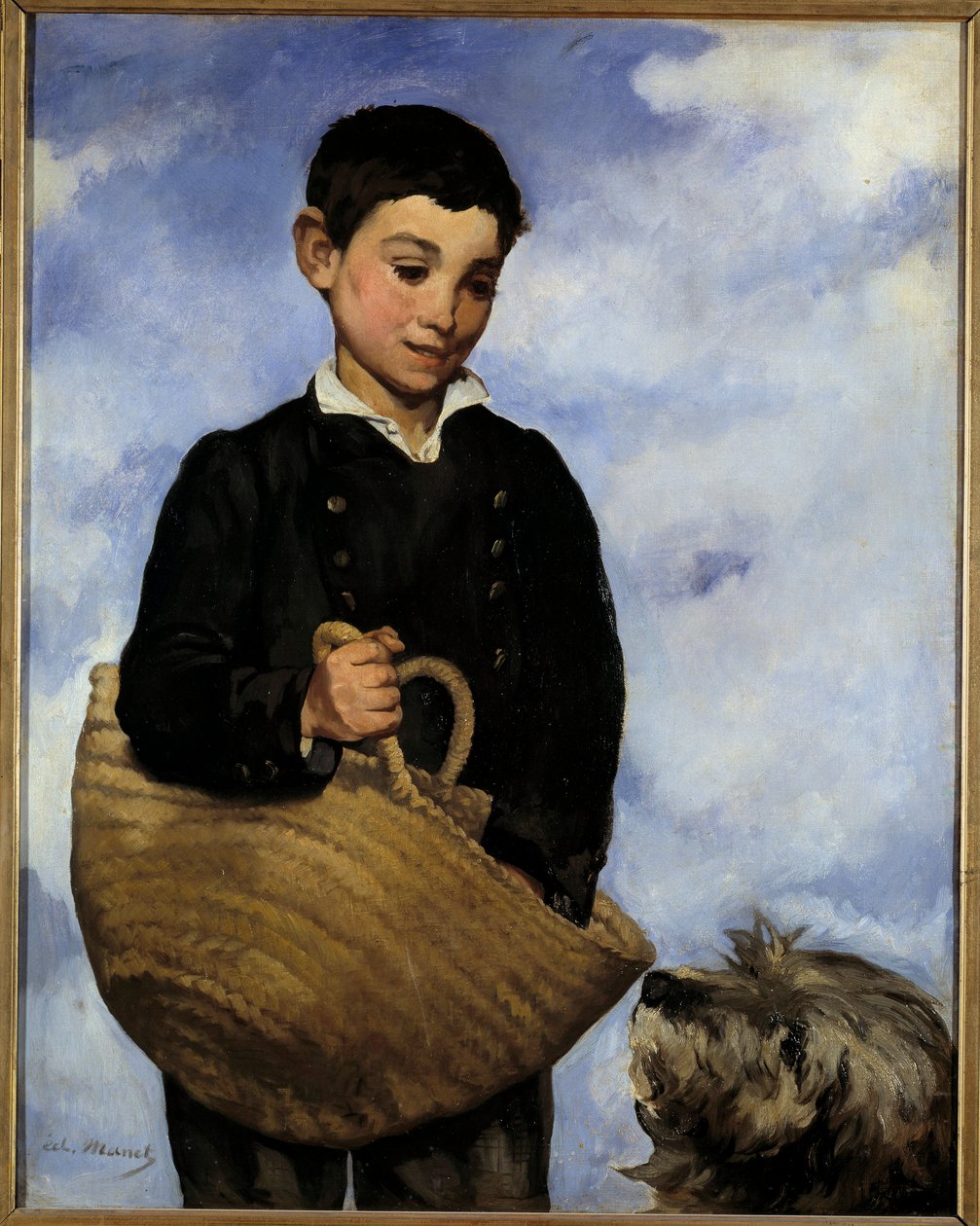 Barn med hund Maleri af Edouard Manet (1832-1883) af Édouard Manet