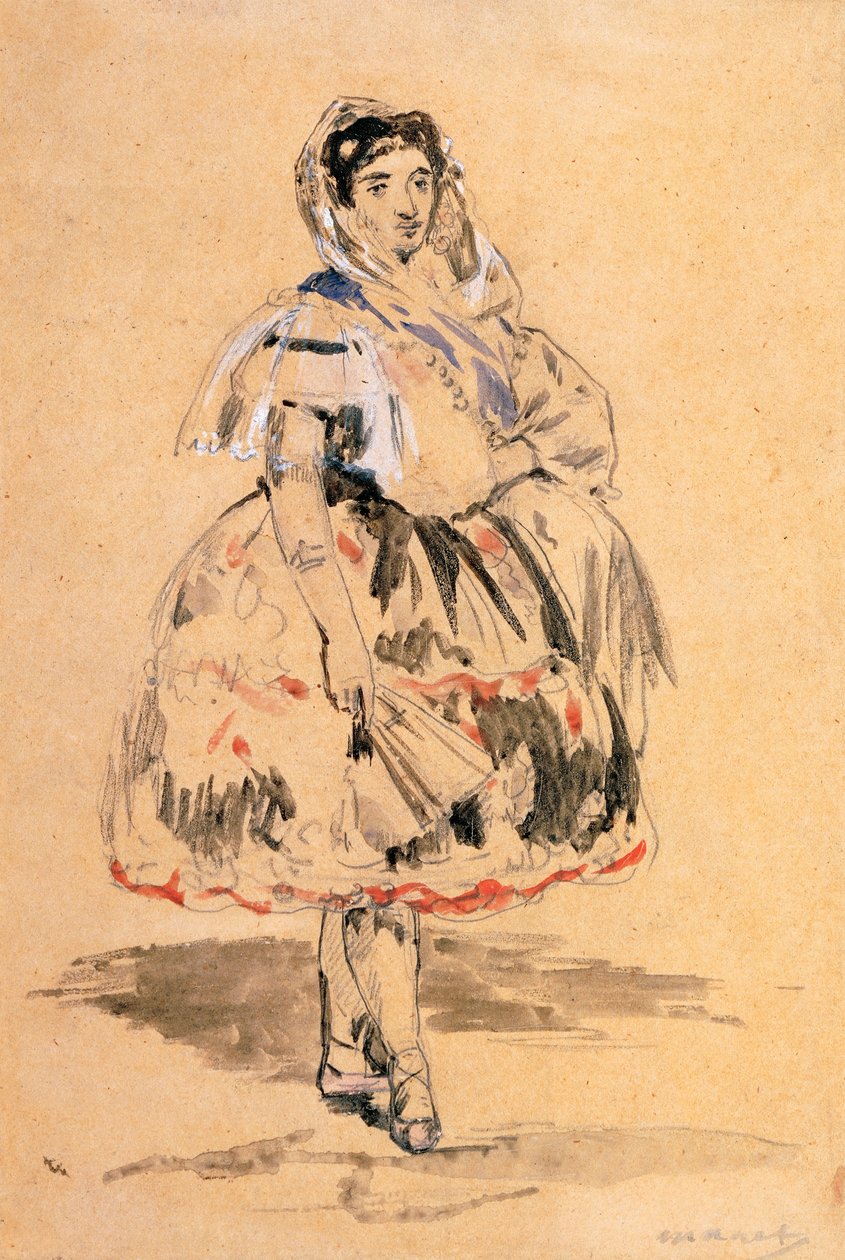Lola of Valencia (tegning af mine af bly, akvarel) af Édouard Manet