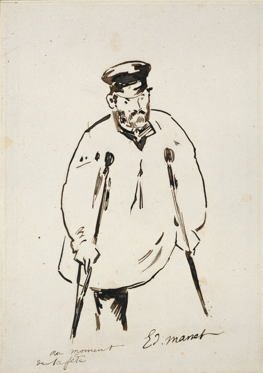 Mand på krykker, c1850-1880 af Édouard Manet