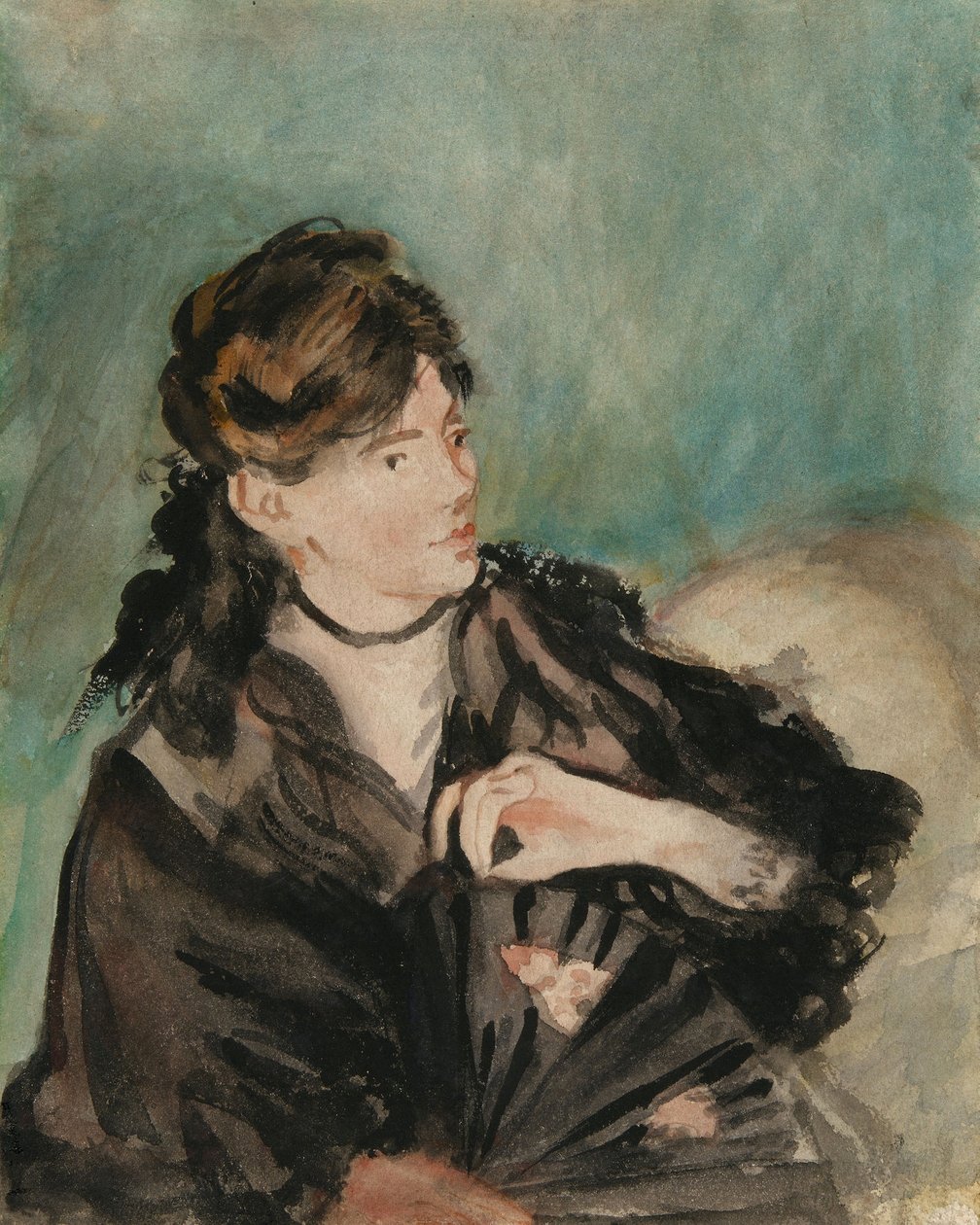 Manet - Portræt af Berthe Morisot med en vifte, 1874 af Édouard Manet