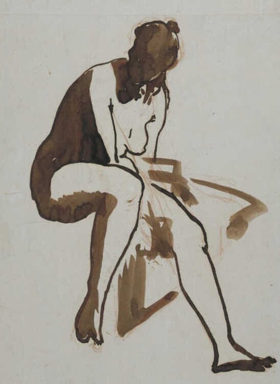 Manet - Siddende bader, ca. 1858 - 1860 af Édouard Manet