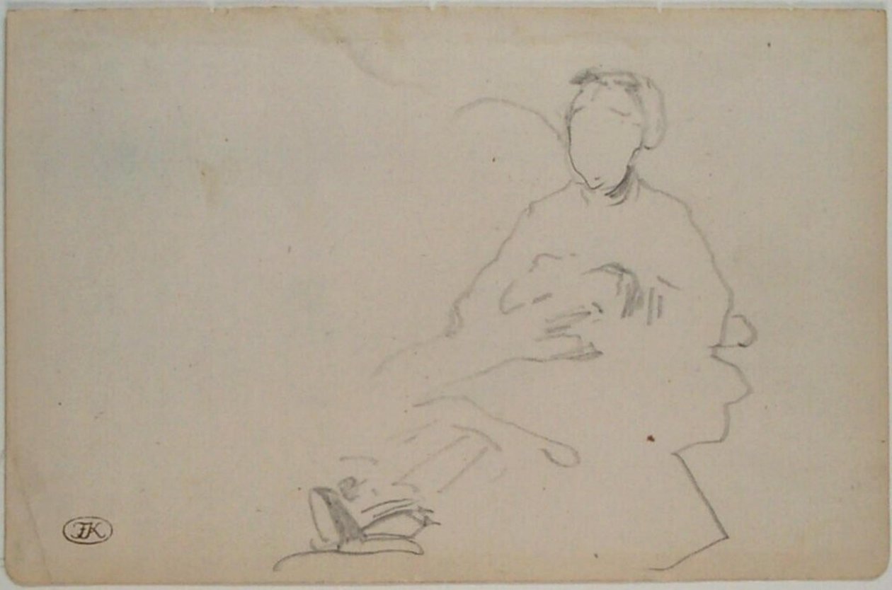 Manet - Skitse af en siddende kvinde (blad fra en skitsebog), ca. 1864-1868 af Édouard Manet