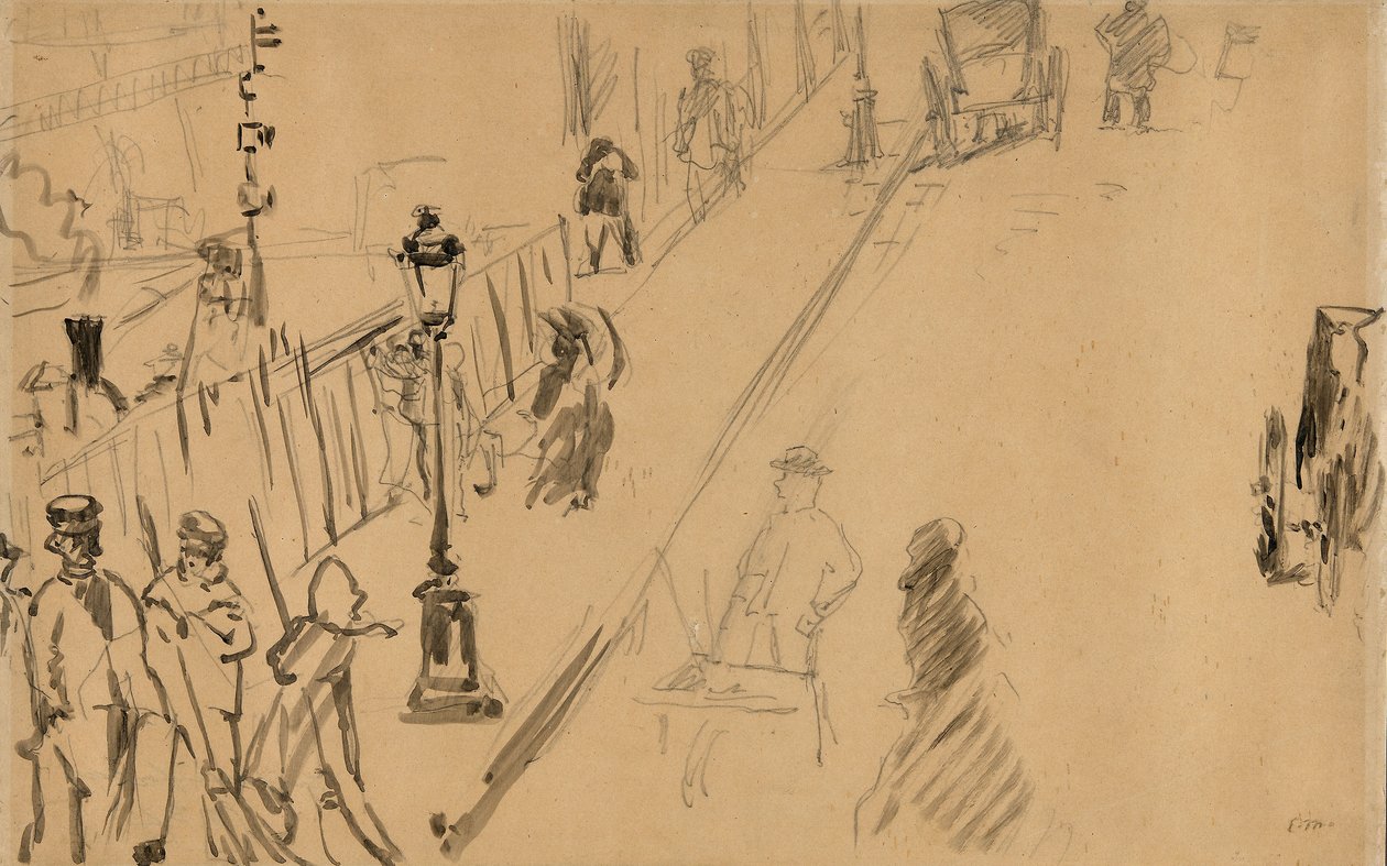 Manet - Rue Mosnier med gaslampe, 1878 af Édouard Manet