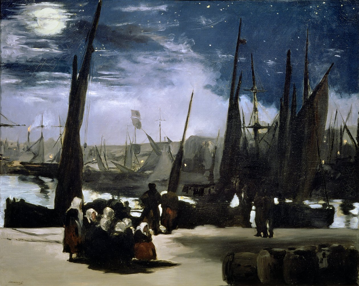 Måneskin i Boulognes havn, 1868 af Édouard Manet