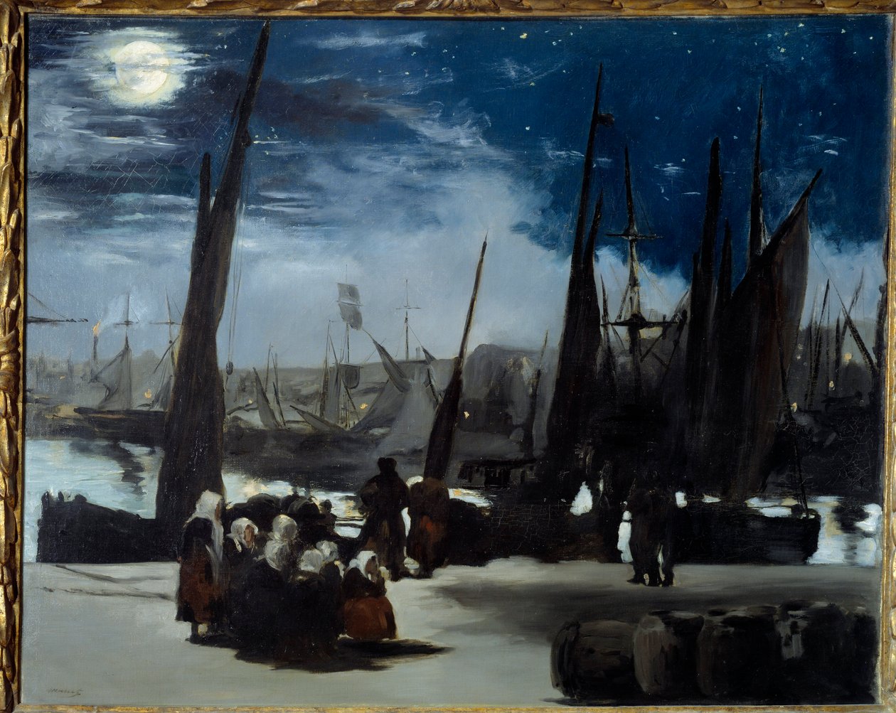 Måneskin på havnen i Boulogne Maleri af Edouard Manet (1832-1883) 1869 Søn. 0,82x1,01 m Paris, musee d