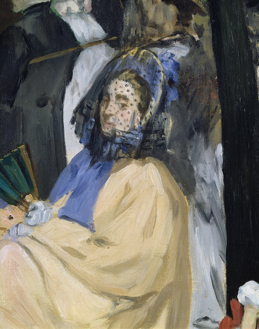 Music in the Tuileries Gardens, detalje af en tilsløret kvinde, 1862 olie på lærred detalje af 3351 af Édouard Manet